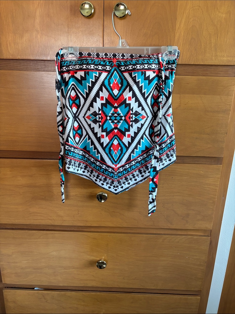 BECCA Tribal Aztec Print Bikini Bottoms in Turquoise, Red, Black, White